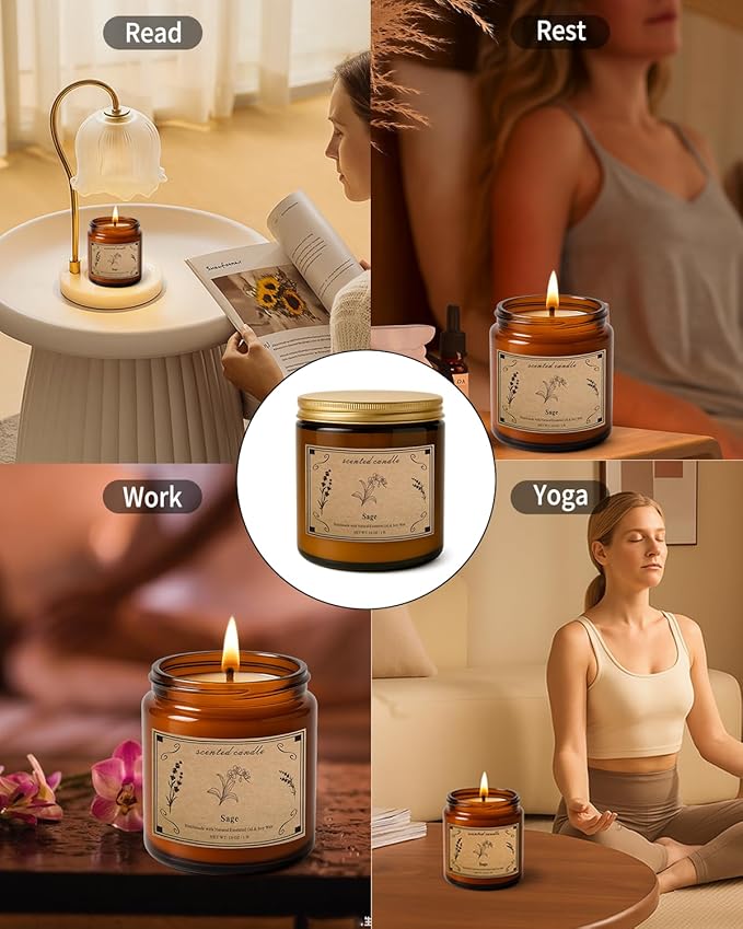 Sage Candles for Cleansing, 16oz Large Jar White Scented Candle, Over 100 Hours of Burn Time, Ideal for Home Decor and Gift - Bloomnest
