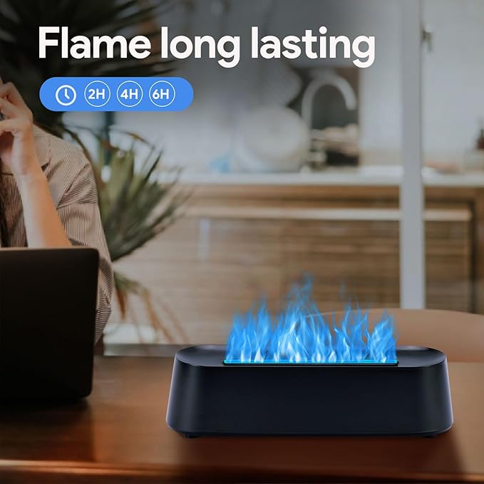 7Color Aroma Diffuser with Remote,Volcano Diffuser for Home Large Room，Flame Diffuser Humidifier 10.7"×3"×3.1" (Black-01) - Bloomnest