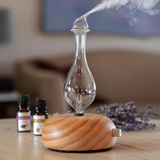 ArOmis Premium Glass Essential Oils Nebulizer - Waterless Diffuser for Aromatherapy - Handmade Oil Diffuser, Wooden Base, No Plastic, No Heat, No Battery, No LEDs - Orbis Lux Merus ArOmis