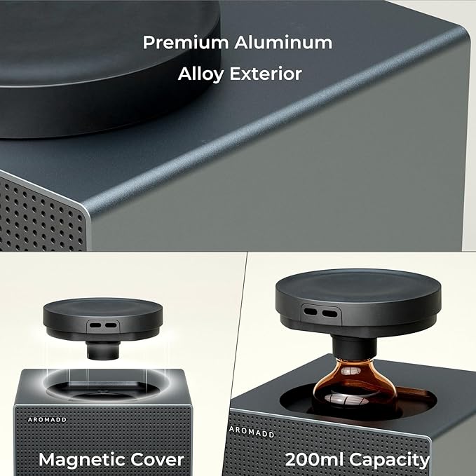 Smart Aroma Scent Waterless Essential Oil Diffuser, Cold Air Tech Scent Air Machine for 1500 Sq Ft,200ml Hotel Collection Diffuser for Home & Office (Black Titanium, Single Scent)