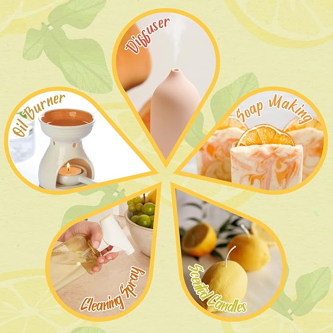 SALKING Citrus Burst Essential Oil Set, Premium Fragrance Oil for Diffuser, Scented Oil Gift Set for Soap Candle Making - Sweet Orange, Bergamo, Lemon, Grapefruit, Lime, Yuzu - Bloomnest
