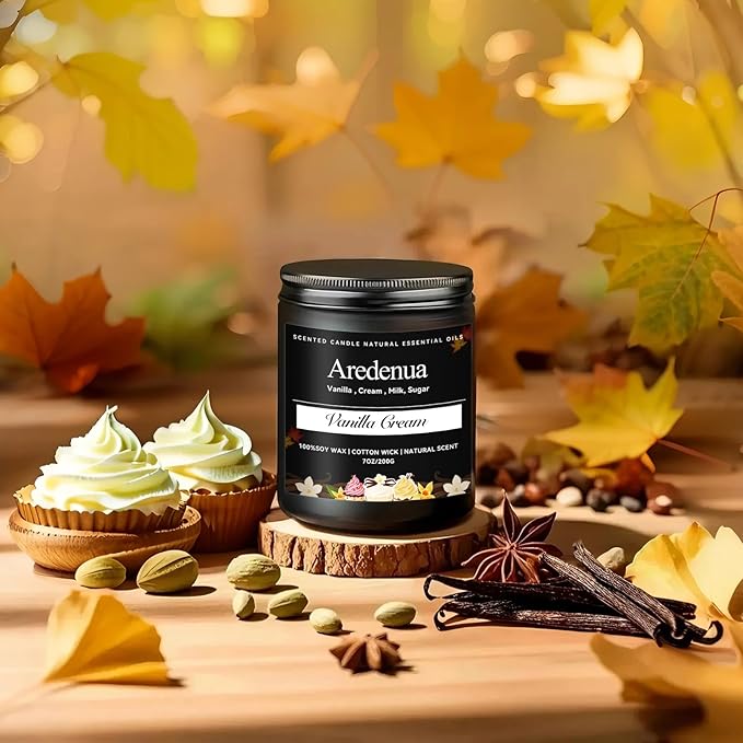 Vanilla Cream Candle | Creamy Vanilla Scented Candles for Fall - 7oz Autumn Soy Candles for Home Scented, 50 Hours Burn Time, Fall Gifts for Women Men/Holiday/Harvest/Thanksgiving - Bloomnest