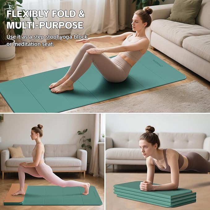 7-Fold Yoga Mat 70"x24" - 1/2 Inch Thick Folding Exercise Mat, Compact Non-Slip TPE Mat for Travel, Storage, Yoga & Home Gym, Lightweight & Portable - Bloomnest