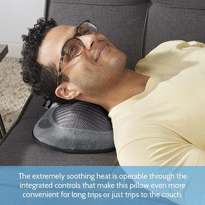 Homedics Cordless Shiatsu All-Body Massage Pillow with Soothing Heat, Reverse Function, Rechargeable Battery, and Integrated Controls –Lightweight - Bloomnest