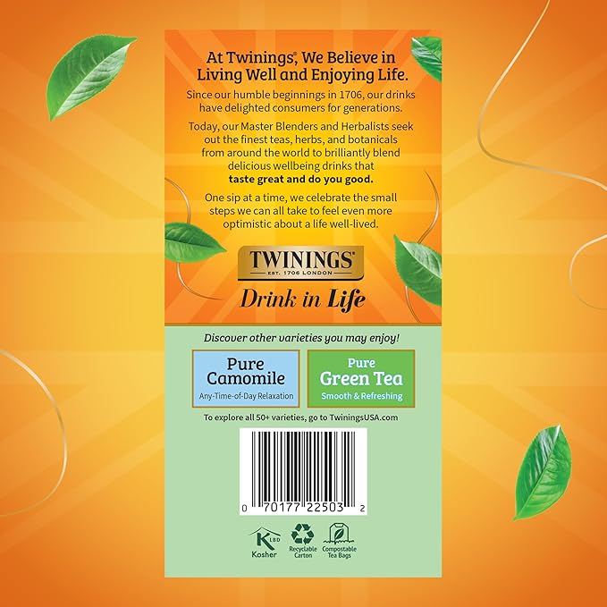 Twinings Pure Peppermint Herbal Tea Individually Wrapped Bags, 50 Count (Pack of 6), Fresh Minty Flavour, Naturally Caffeine-Free, Enjoy Hot or Iced, 300 Teabags - Bloomnest