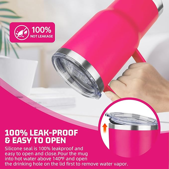20 oz Tumbler with Handle Stainless Steel Insulated Coffee Mug Tumbler with Lid and Straw Double Wall Vacuum Insulated Coffee Mug Leak Proof Travel Mug Tumbler for Hot and Cold Drink (Mix Color-9)