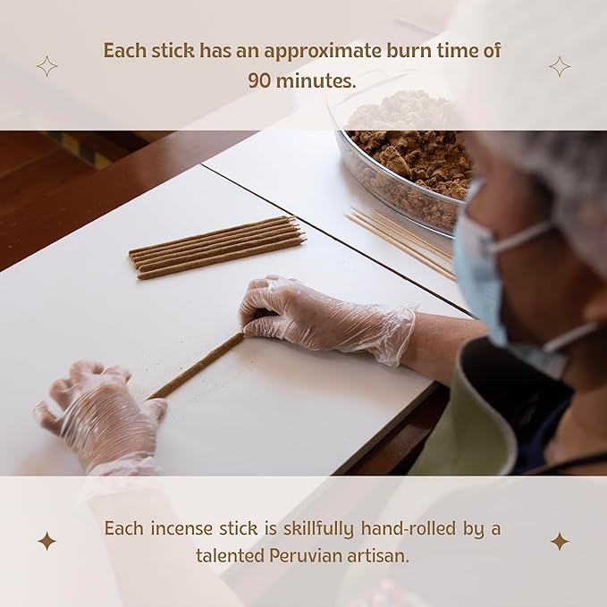 Luna Sundara Palo Santo Incense Sticks, Hand Rolled in Peru, 100% Natural Palo Santo Wood, Long Burning Incense, 6 Sticks LunaSundara