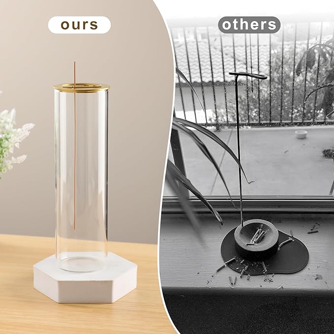 Ceremony Incense Holder, 2 in 1 Incense Burner for Sticks, Ash-Proof Glass Incense Burner for Meditation Yoga Spa Room Decor - Bloomnest