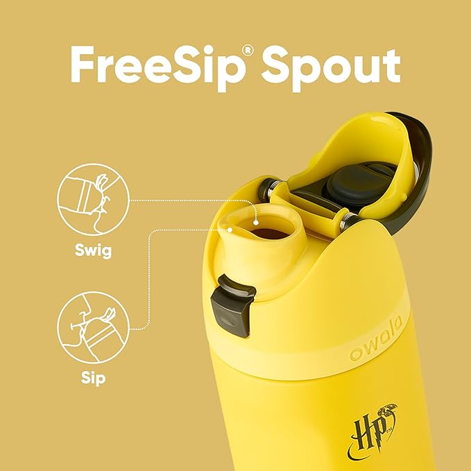 Owala Harry Potter FreeSip Insulated Stainless Steel Water Bottle with Straw, BPA-Free Sports Water Bottle, Great for Travel, 24 Oz, Hufflepuff Owala