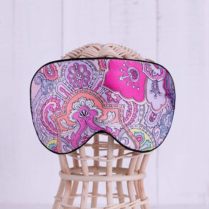 Maxfeel 100% Pure Silk Eye Mask - Sleep Eye Cover in Printed Colors (#12) - Bloomnest