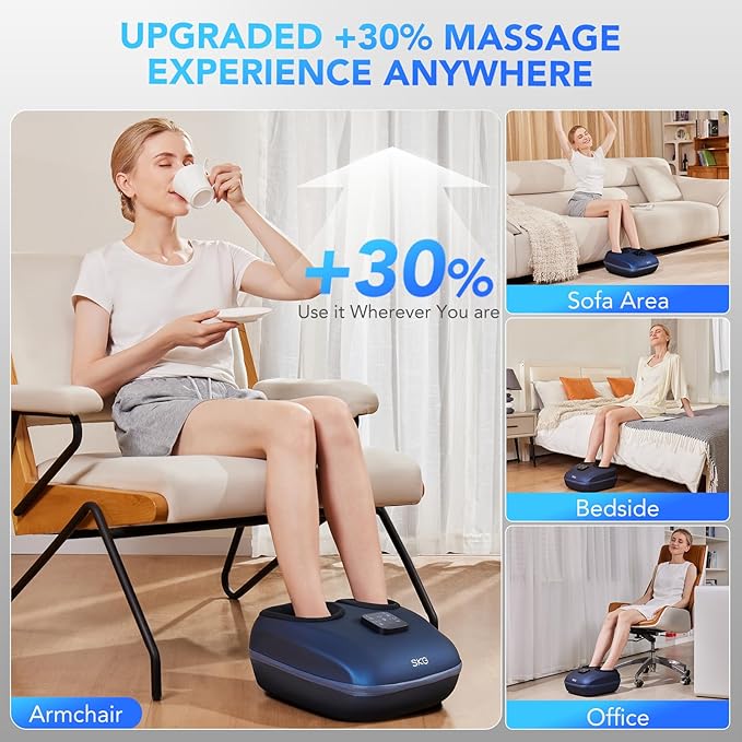 SKG Shiatsu Foot Massager with Heat and Remote for Pain Relief, Electric Feet Massage Machine with 3 Massage Compression Modes Relieve for Plantar Fasciitis Neuropathy, Size 13 for Men Women, 2025
