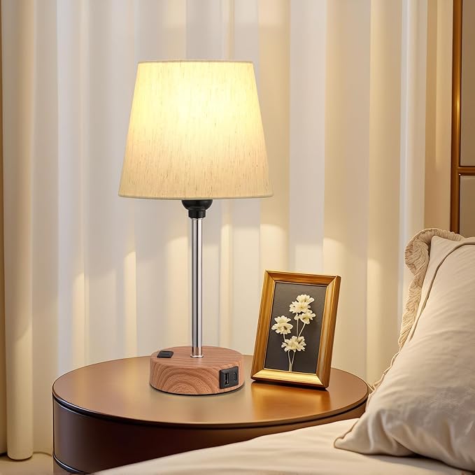 Acaxin Bedside Lamps for bedrooms Set of 2 - Nightstand Bedroom Lamp with USB C Port and AC Outlet Charging, 3 Way Dimmable Touch Control Small Bed Side Table Lamp, Nightstand Light for Kids - Bloomnest