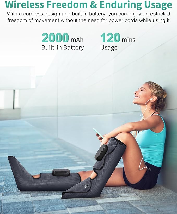 Medcursor Cordless Foot and Leg Massager with Heat, Rechargeable Leg Massager for Circulation and Pain Relief After Exercise, Portable Massager Boots for Home Office Gym Use, FSA HSA Eligible - Bloomnest