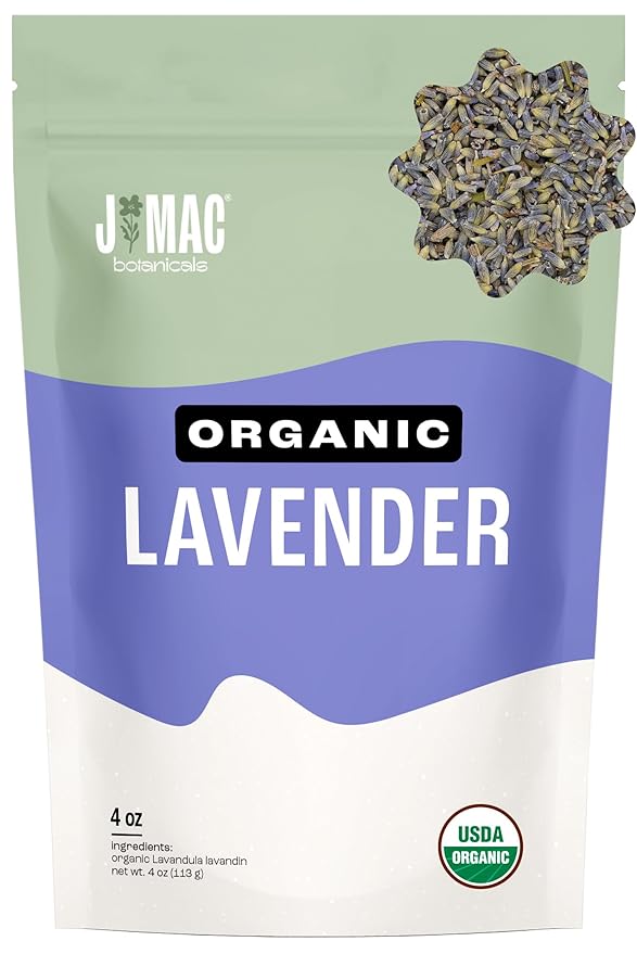 J MAC BOTANICALS, Organic Lavender Flower (4 oz), Dried Lavender Flowers, Buds, Manufactured in The USA - Bloomnest
