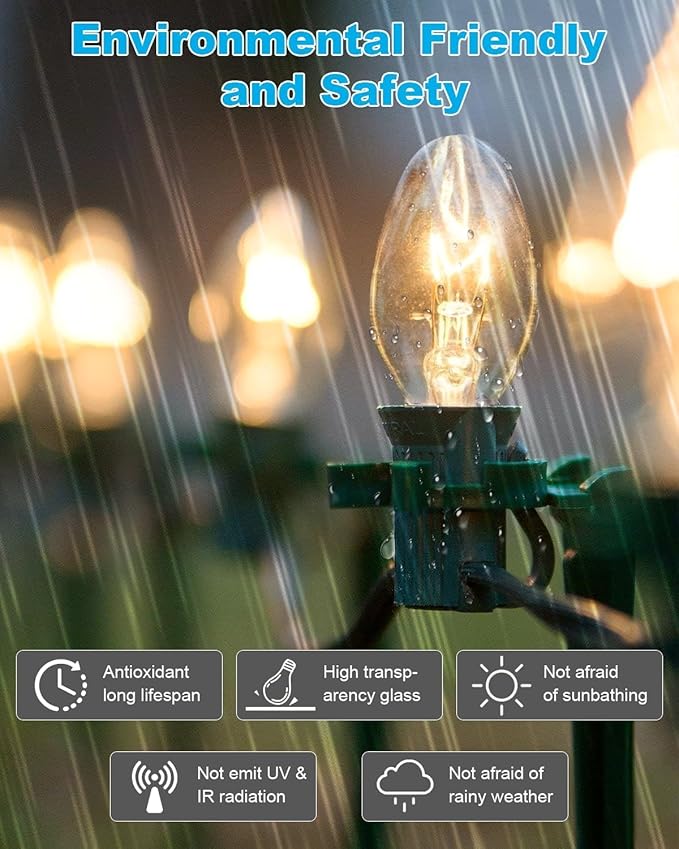 Night Light Bulbs - 4W Dimmable Warm White - E12 Base - Small Clear Glass, C7 - Bloomnest