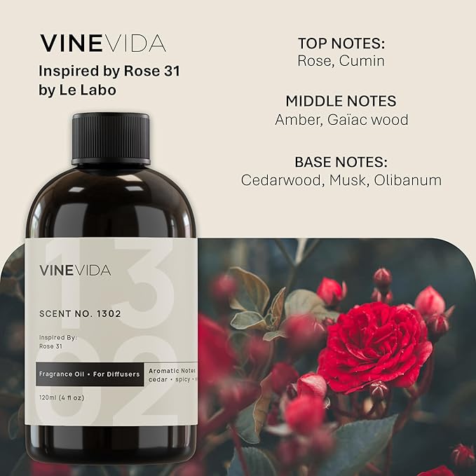 VINEVIDA [128 Fl Oz] Scent NO. 1302 Fragrance Oil for Cold Air Diffusers, Aromatic Notes of Cedarwood Spicy Woody, Essential Oils for Diffuser Oil Refill & Air Freshener Room Spray - Bloomnest