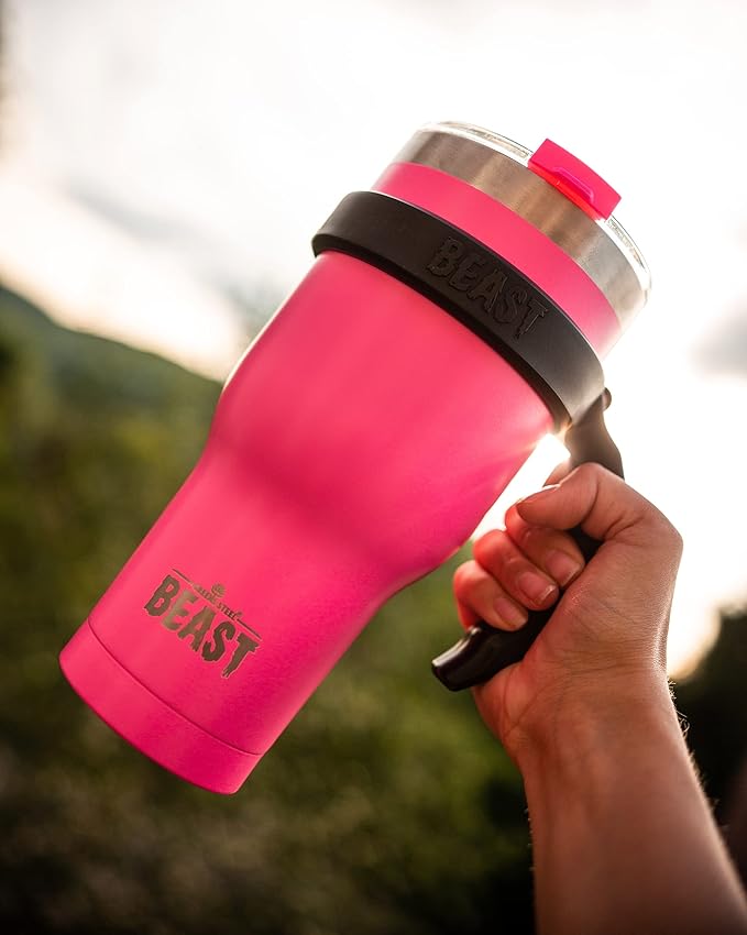 Beast 40 oz Tumbler Stainless Steel Vacuum Insulated Coffee Ice Cup Double Wall Travel Flask (Cupcake Pink) - Bloomnest