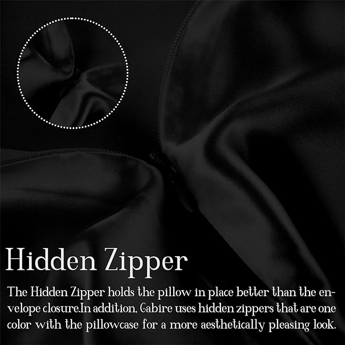 Mulberry Silk Pillowcase for Hair and Skin Prevent Acne Pillow Cases Both Sides Real Silk Pillowcases Organic Silk Pillowcase with Hidden Zipper, Black, King (20"×36") - Bloomnest