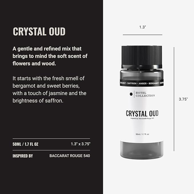 Hotel Collection Diffuser Oil-Crystal Oud-Aromatherapy Essential Fragrance Oil-Hints of Bergamot, Sweet Berries, Jasmine& Saffron-50ML 1.7 Fl oz - Bloomnest