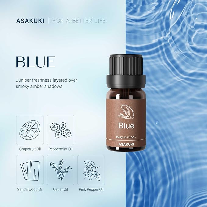 ASAKUKI Essential Oils Set – 6×10ml Cologne-Inspired Unisex Fragrance Oils for Diffusers – Elegant, Clean, and Confident Scents Loved by Women and Men - Bloomnest