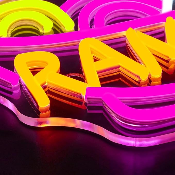 Lucunstar Ramen Neon Sign Colorful Neon Signs Noodle LED Sign Neon Signs for Wall Decor Pink Neon Lights for Party Neon Light Sign for Fast Food Kitchen Restaurants Bar Ramen LED Light Sign - Bloomnest