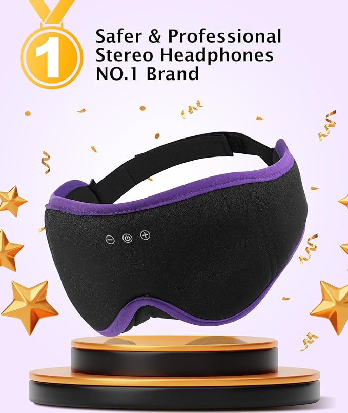 LC-dolida Sleep Mask with Headphones Bluetooth 5.4, 3D Sleeping Headphones for Side Sleepers Bluetooth Sleep Mask Blackout Bluetooth Eye Mask for Sleeping Travel Meditation Men Women - Bloomnest