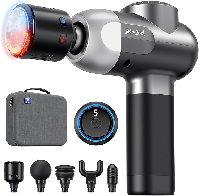 BOB AND BRAD C2 Pro Massage Gun with Heat and Cold Therapy, Mini Massager Gun Deep Tissue, Heated Professional Electric Back Massager for Athletes, Handheld Massager - Bloomnest