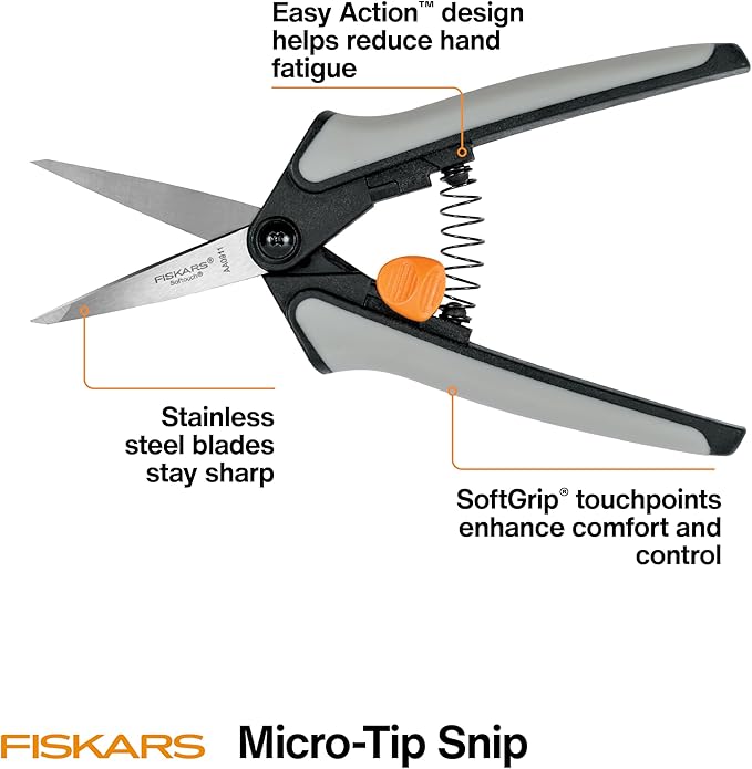 Fiskars 15pc Micro-Tip Pruning Snip Set, Precision Stainless Steel Blades, Softgrip Handles for Deadheading, Trimming & Shaping Small Plants - Bloomnest