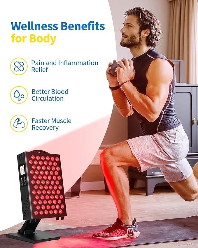 Red Light Therapy for Body and Face, 660nm 850nm Infrared Red Light Therapy Panel, 72 Dual Chip LEDs Device for Skin Care, Better Sleep & Recovery YIPFREE