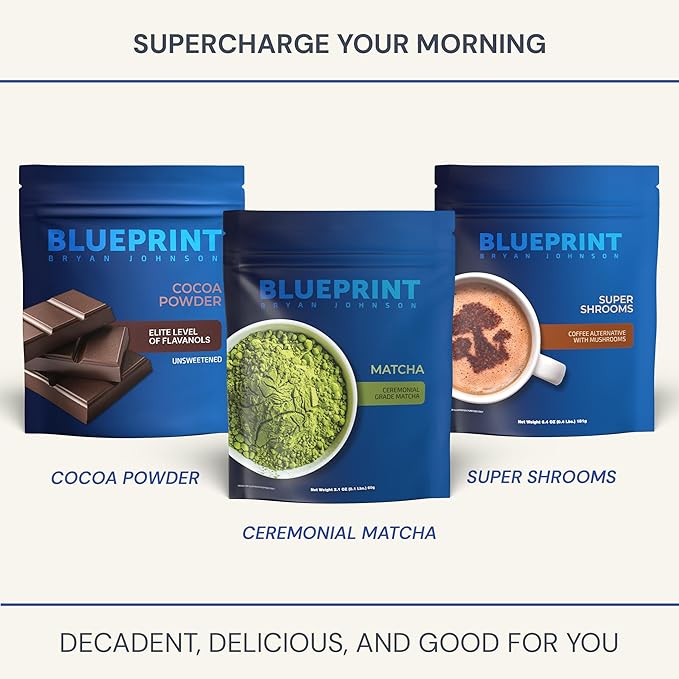 Blueprint Bryan Johnson Matcha Powder – Ceremonial Grade Japanese Matcha – Green Tea for Energy & Focus – Natural Caffeine, Antioxidant-Rich – 30mg L-Theanine- 30 Servings - Bloomnest