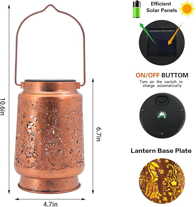 Solar Lanterns Outdoor Garden Decor, Gifts for Women, Mom, Grandma, Birthday, Thanksgiving, Decorative Waterproof Hanging Metal LED Light for Yard, Patio, Lawn, Landscape, Backyard (Squirrel) - Bloomnest