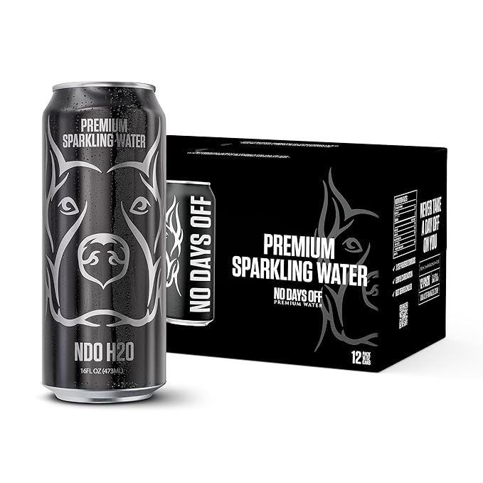 NO DAYS OFF Premium Sparkling Water - 12 Pack,16 fl oz, Sparkling (Unflavored) - Ultra-Purified Reverse Osmosis with Gentle Carbonation, Served in BPA-free 100% Recyclable Cans - Bloomnest