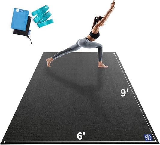 MRO Extra Large Yoga Mat, 12'x6'/9'x6'/7'x5'/6'x4' (9MM) Extra Wide and Thick Exercise Mats for Home Gym Workout, Non-Slip, Soft for Women and Men Fitness, Ideal for Barefoot Yoga, Pilates, stretching