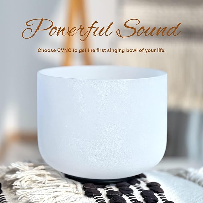 CVNC 432HZ 12 Inch C Note Root Chakra Frosted Quartz Crystal Singing Bowl Meditation Therapy Sound Healing Instrument Sound Bath Bowl with Mallet and O-ring - Bloomnest