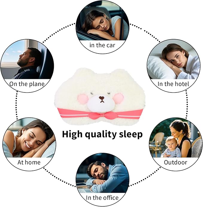 Cute Sleep Eye Masks for Kids, Kawaii Cartoon Kids Sleeping Mask for Women Boys Girls Teens, Soft Plush Adjustable Eyeshade Silk Travel Nap Eye Cover, Pink Bear - Bloomnest