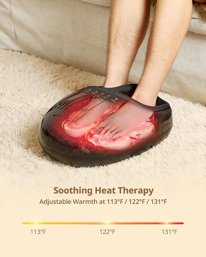 Shiatsu Foot Massager Machine with 3 Levels Heat, Deep Kneading, Air Compression, Remote Control for Plantar Fasciitis, Sore Feet and Pain Relief, Quiet Comfort for Home Office Men Women Size up to 13 - Bloomnest