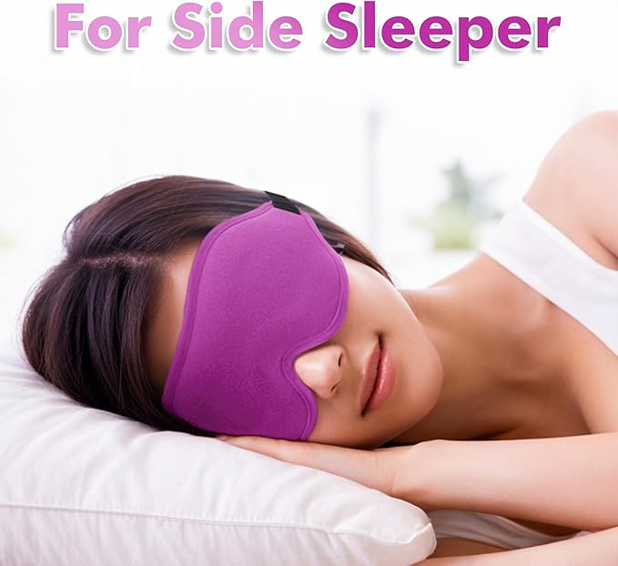 Sleep Eye Mask for Men Women, Lash Extensions 3D Sleeping Mask, Travel Blackout Night Blindfold Eye Shade Cover with Adjustable Strap (Purple-3D) - Bloomnest