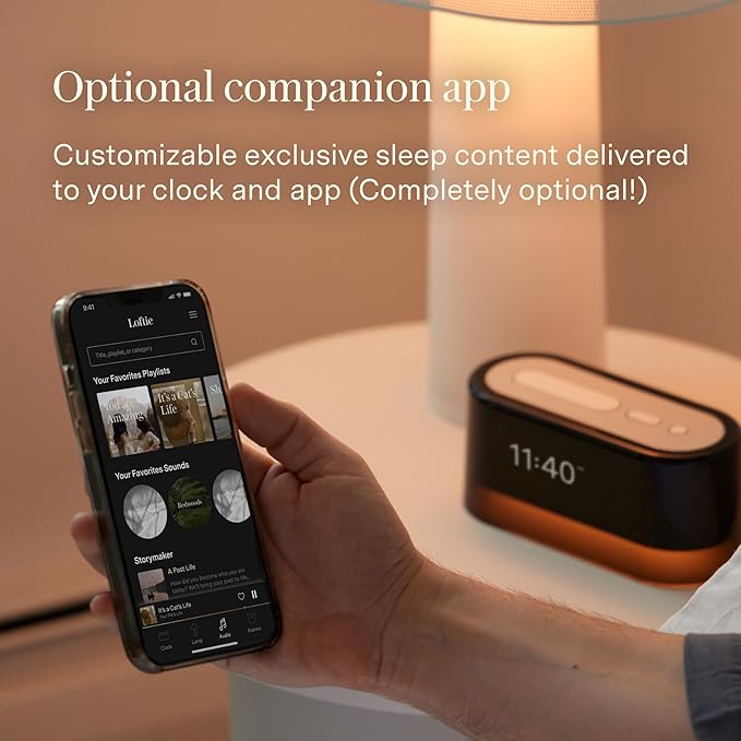 Loftie Alarm Clock with Sound Machine – Smart Alarm Clock with Light, White Noise, Bluetooth Speaker, Night Light Sound Machine, 100+ Sounds, Blackout Mode, No WiFi Mode, Optional Subscription - White - Bloomnest