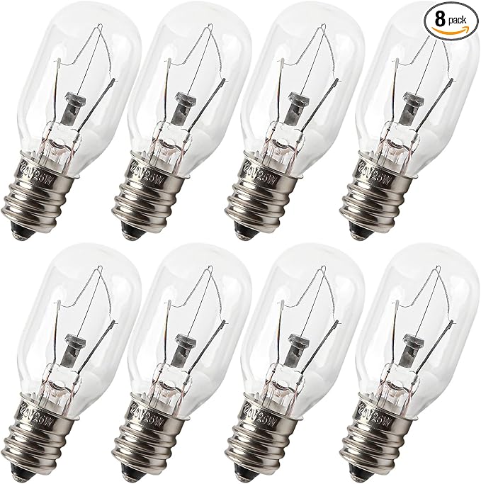 Seentech Pack of 8 E12 T20 25W Incandescent Bulbs for Salt Lamp 120V - Warm White Light 2700K, 150lm - Perfect for Himalayan Salt Lamps & Baskets, Scentsy Plug-in & Wax Warmers, Night Lights - Bloomnest