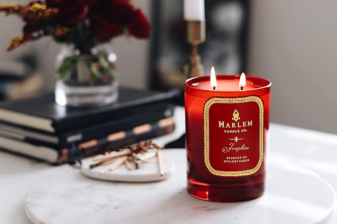 HARLEM CANDLE CO. Josephine - Luxury Scented Soy Candle, 11 oz - 80-Hour Burn Time | Rose, Jasmine, Warm Amber, Tonka Bean, and Sandalwood | Scented Candles for Home - Bloomnest