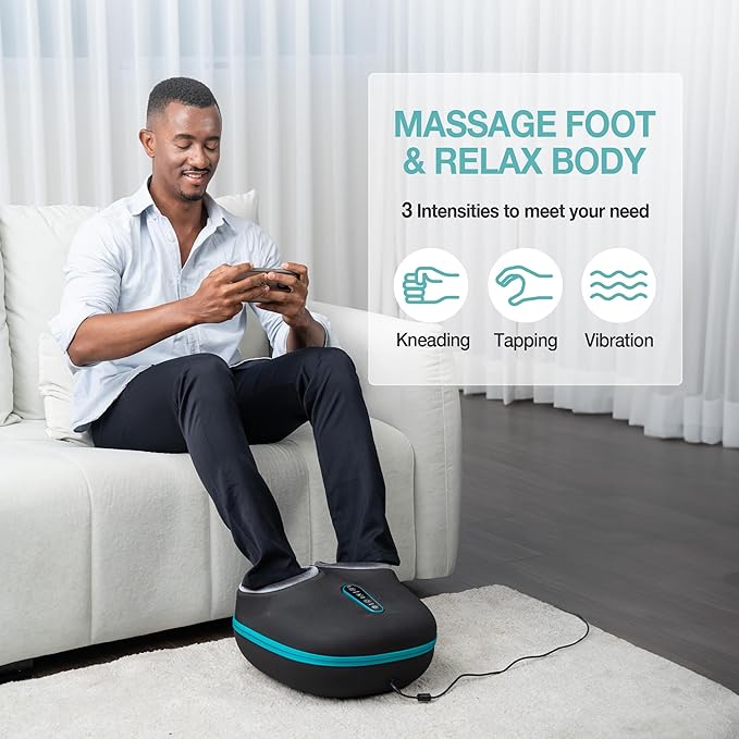 2-in-1 Shiatsu Foot and Back Massager with Heat, Foot Warmer Heating Pad for Circulation and Pain Relief, Plantar Fasciitis, Neuropathy, Adjustable Kneading Massagers, Gifts for Women,Men - Bloomnest