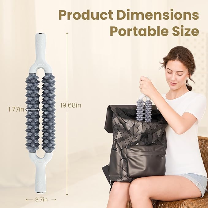 Double Row Muscle Roller Stick, One-Piece Rolling Design for Large Muscle Groups, Manual Muscle Massage Tool for Athletes & Runners, Portable Recovery Roller – Practical Fitness Gift.