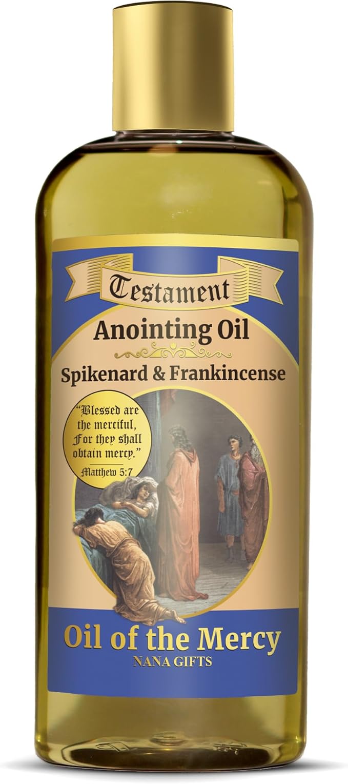 Nana Gifts Testament Anointing Oil, Spikenard and Frankincense, Oil of The Mercy, Excellent Value Large Bottle Size 8.45 fl.oz | 250 ml - Bloomnest