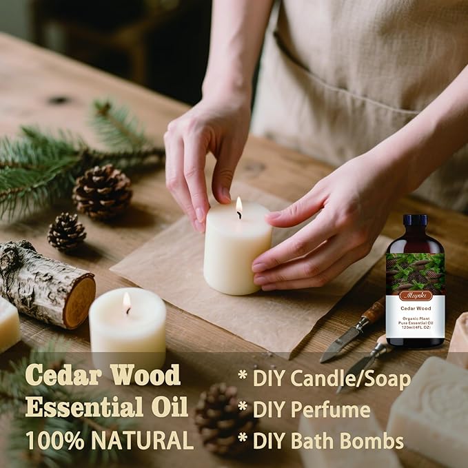 Cedarwood Essential Oil-Cedarwood Fragrance Oil 4.33oz (130ml)-100% Pure Natural Scent for Diffusers, Candles, Soap Making & Aromatherapy-Relaxing Home & Gift Essential Oil for Bath, Massage - Bloomnest