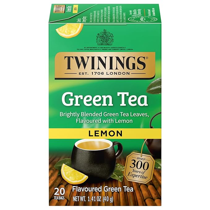 Twinings Green Tea with Lemon Individually Wrapped Bags, 20 Count (Pack of 1), Zesty Citrus Aroma & Flavour, Caffeinated, Enjoy Hot or Iced, 20 Teabags - Bloomnest