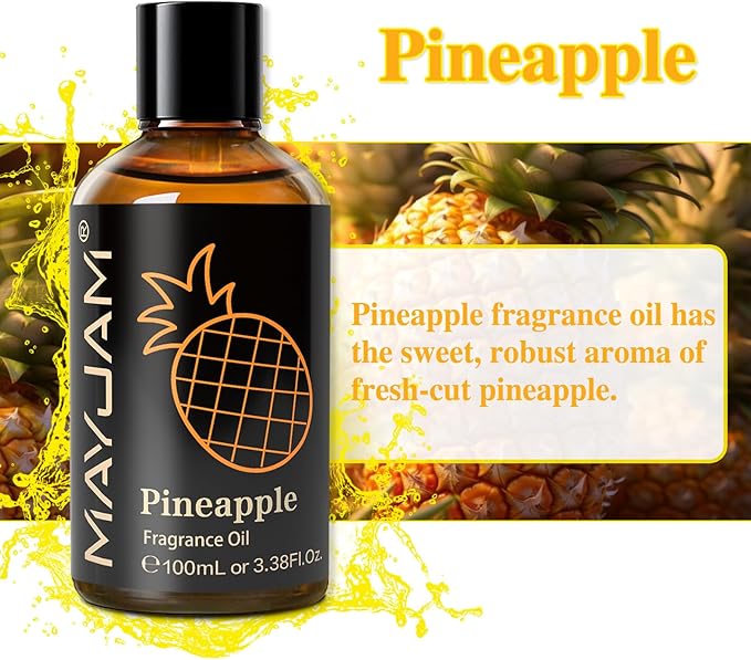 MAYJAM 100ML/3.38FL.OZ Pineapple Fragrance Oils with Glass Dropper, Essential Oils for Diffusers for Home, Long Lasting Scented Oils for Diffusers Soap Candle Making - Bloomnest