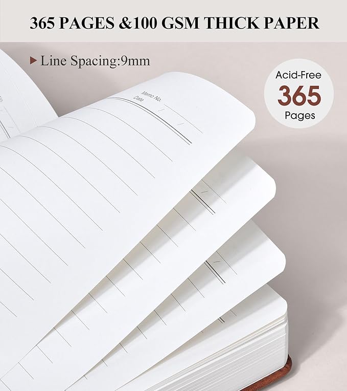 365 Page Thick Lined Journal Notebook for Men Women, A4 Large Leather Journals for Writing, Hardcover Notebooks for Work, School, Note Taking, Business, Travel Diary, College Ruled 8.5" x 11" - Bloomnest