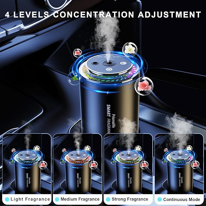 2025 Upgrade Smart Car Air Freshener, Rechargeable Car Air Freshener Diffuser with Starlight Projector & Atmosphere Light, Adjustable Car Freshener with Ultrasonic Tech & Auto On/Off, 50ml Perfume - Bloomnest