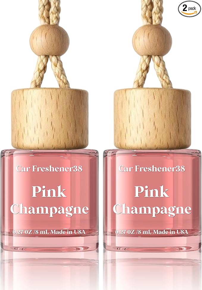 HoogaLife Car Air Freshener Diffuser 2 Pack Hanging Air Freshener Diffuser - Pink Sparkle Champagne Fragrance Oil Air Diffuse r for Car, 45+ Days Long Lasting Fragrance Made in USA (P38 SP) - Bloomnest