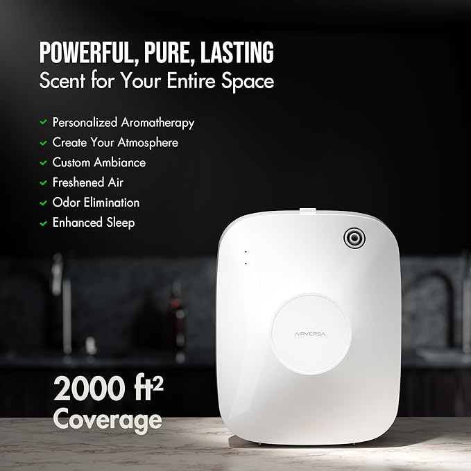 Airversa Smart Scent Air Machine with 400mL Capacity Up to 2000 sq ft Waterless Diffuser for Essential Oils for Home and Commercial Spaces, Aromatherapy Scent Diffuser for Large Rooms, White ANA - Bloomnest